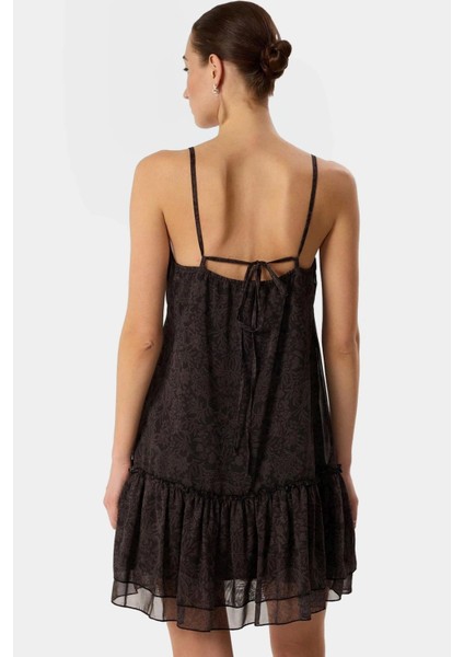 Şifon Mini Elbise Desenli Shift Kalıp Polyester Yazlık Günlük Rahat ve Şık Görünüm modelleri