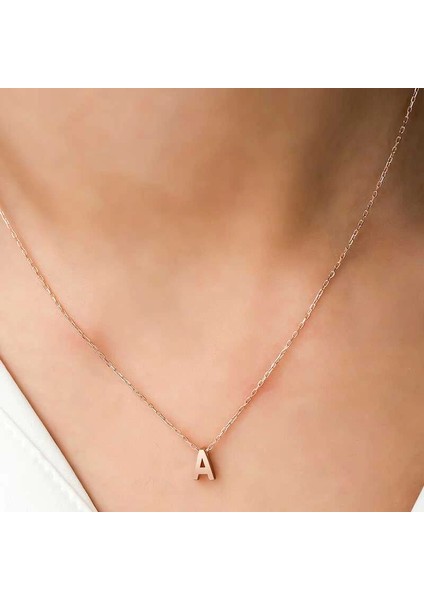 925 Ayar Gümüş Rose 3 Boyutlu A Harf Kadın Gümüş Kolye (T5919) (336336) fiyatları