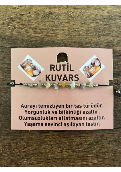 Doğal Taş Rutil Kuvars Quartz Bileklik Doğaltaş