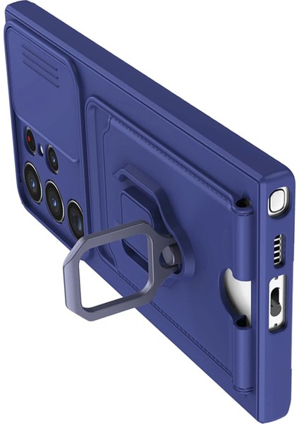 Samsung Galaxy S24 Ultra Kılıf Zuma Kartvizitli Yüzüklü Silikon - Lacivert - NFND6921-5944