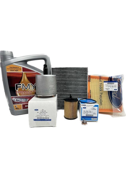 Ford Fiesta 1.4 - 1.5 Tdci Dizel Filtre Seti 2012-2017 Hava+Yağ+K.polen+Yakıt Filtresi+Motor Yağı