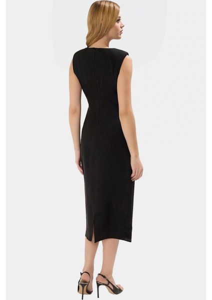 Zarif Midi Elbise Dokuma Kumaştan A Line Kesim Yazlık Zarifane Tasarım Dayanıklı Malzeme modelleri