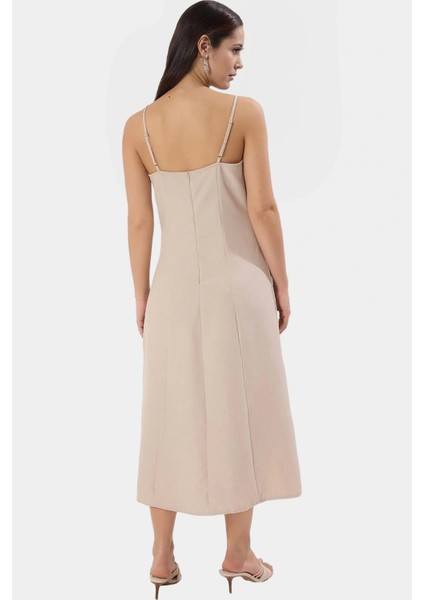 Yazlık Midi Gömlek Elbise Kare Yaka Aerobin Dokuma Polyester Modern Stil modelleri