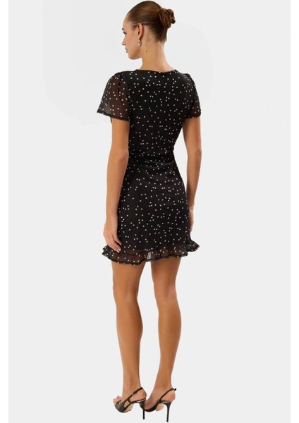 Puantiyeli Mini Tül Elbise Kisa Kol Bodycon Yazlık Dayanıklı Malzeme Seçkin modelleri