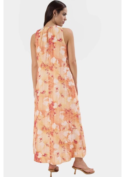 Yazlık Tropikal Desenli Maxi Elbise Polyester Kumaş Rahat Günlük Stil Trend Tasarım Özenle Seçilmiş modelleri
