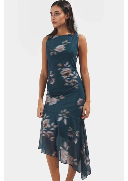 Asimetrik Midi Bodycon Elbise Örme Polyester Yazlık Günlük Dayanıklı Malzeme Premium Kalite