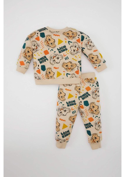 Erkek Bebek 2'li Takım Disney Lion King Bisiklet Yaka Sweatshirt Beli Lastikli Jogger Eşofman Altı D1891A524AU