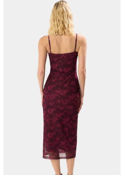Şık V Yaka Midi Tül Elbise Örme Kumaş Bodycon Kesim Yazlık Yüksek Kalite Dayanıklı Malzeme modelleri