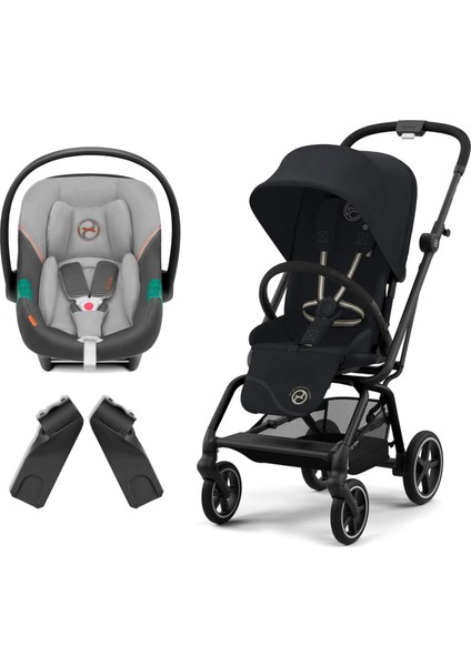 Eezy S Twist+2 (Magic Black) + Eezy Twist Adaptör + Cybex Aton S2 Isize ( Lava Grey)