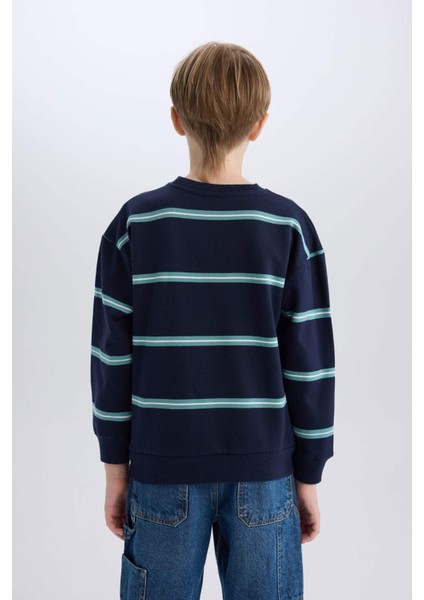 Erkek Çocuk Oversize Geniş Kalıp Bisiklet Yaka Baskılı Sweatshirt D1907A824WN