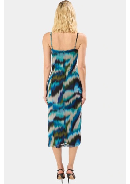 Şık V Yaka Midi Tül Elbise Örme Kumaş Bodycon Kesim Yazlık Yüksek Kalite Dayanıklı Malzeme modelleri