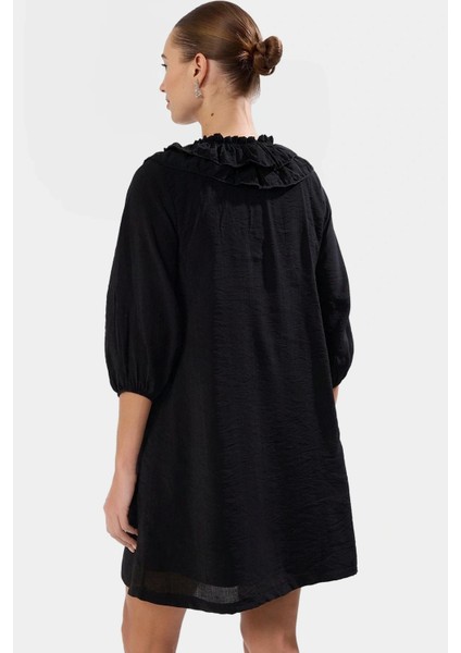 Kadın Mini Elbise V Yaka Fırfırlı Şifon Günlük Yazlık Premium Kalite Uzun Ömürlü modelleri