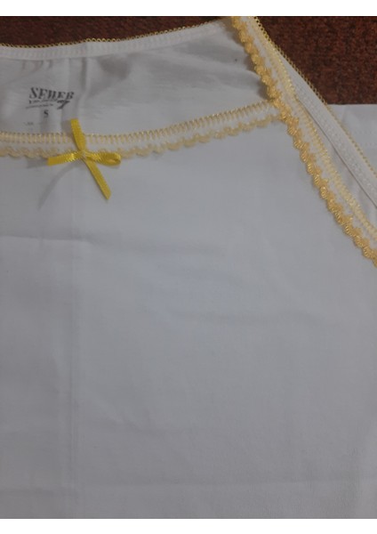 Beyaz Yakası Sarı Oyalı %100 Pamuk Cotton Rahat Kullanışlı Kız Çocuk Atlet fiyatları