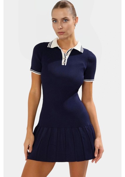 Mini Polo Yaka Triko Elbise Yazlık Rahat Günlük Stil ve Şık Modern