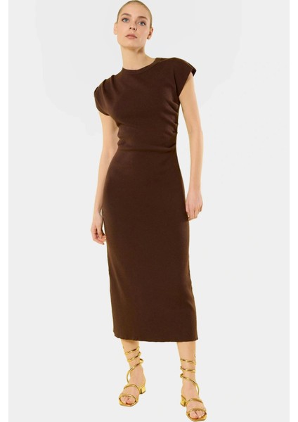 Şık Midi Triko Elbise Bodycon Kalıp Günlük Kullanım Görünüm Için