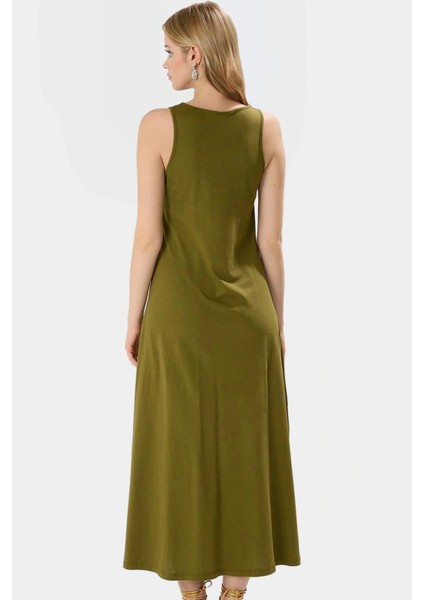 Maxi A Line Örme Pamuklu Elbise Halter Yaka Günlük Casual Rahat ve Şık Kullanım Premium Kalite modelleri