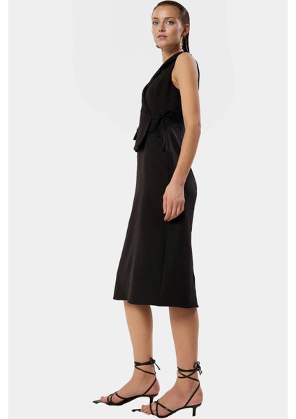 Şık A Kesim Midi Elbise Yazlık Polyester Elastan Dokuma Modern Stil Özenle Seçilmiş fiyatları