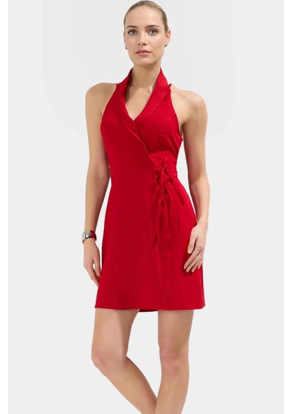 Mini Ceket Elbise Yazlık Dokuma Polyester Elastan Modern Stil Trend Tasarım Şık Görünüm