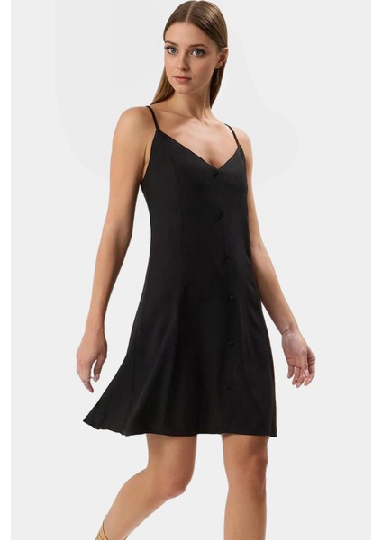 Şık V Yaka Düğmeli Mini Elbise Viskoz Kumaş Günlük Stil Özenle Seçilmiş Mükemmel Uyum Uzun Ömürlü fiyatları