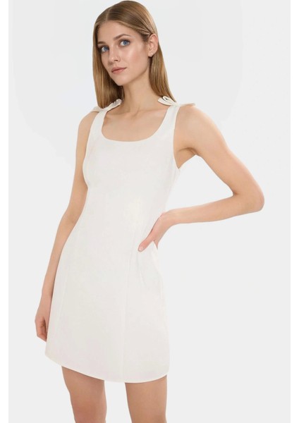 Yazlık A Kesim Fiyonklu Mini Dokuma Elbise Zarifane Tasarım Mükemmel Uyum