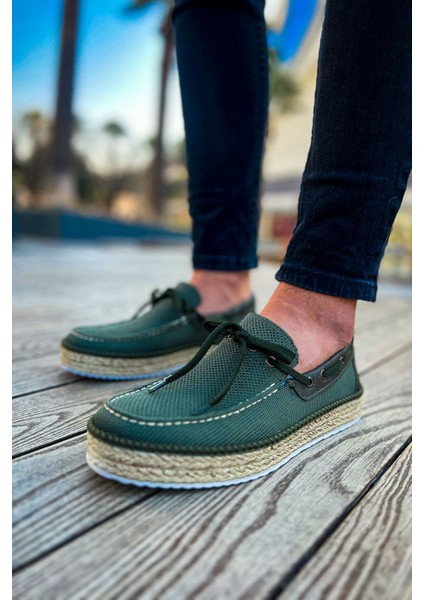 J311 Espadril Ortopedik Hasır Taban Günlük Triko Erkek Klasik Ayakkabı Tkt Haki