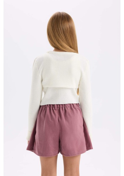 Kız Çocuk Fitted Bisiklet Yaka Triko Kazak D1393A824WN