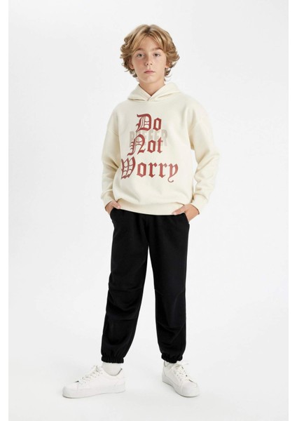 Erkek Çocuk Oversize Geniş Kalıp Kapüşonlu Baskılı Sweatshirt D1908A824WN