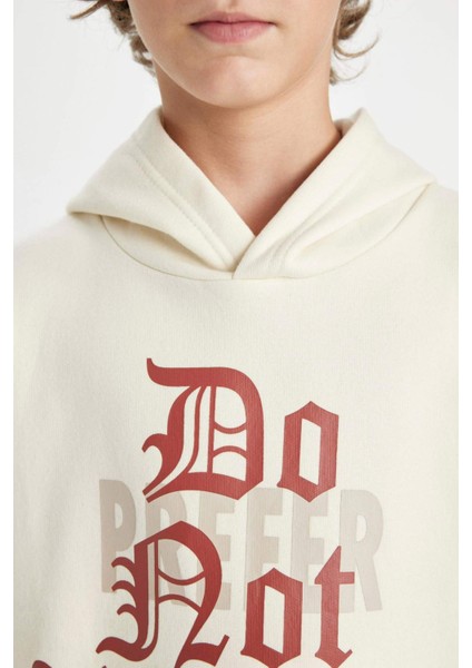 Erkek Çocuk Oversize Geniş Kalıp Kapüşonlu Baskılı Sweatshirt D1908A824WN