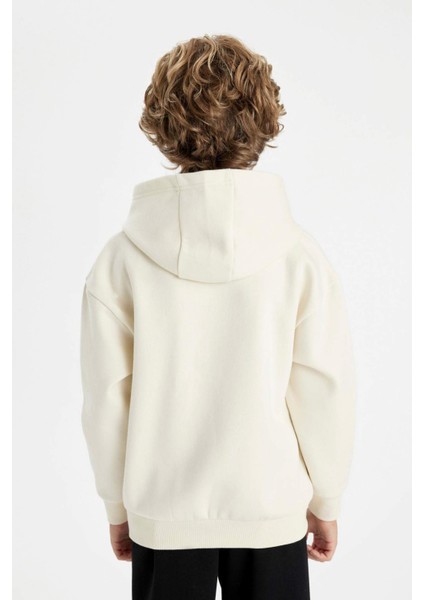 Erkek Çocuk Oversize Geniş Kalıp Kapüşonlu Baskılı Sweatshirt D1908A824WN