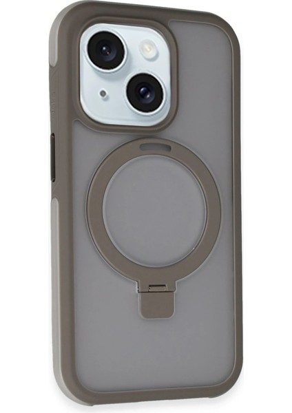 iPhone 15 Zorda Airbag Magsafe Standlı Kapak - Titan Gri - NFND7358-1131