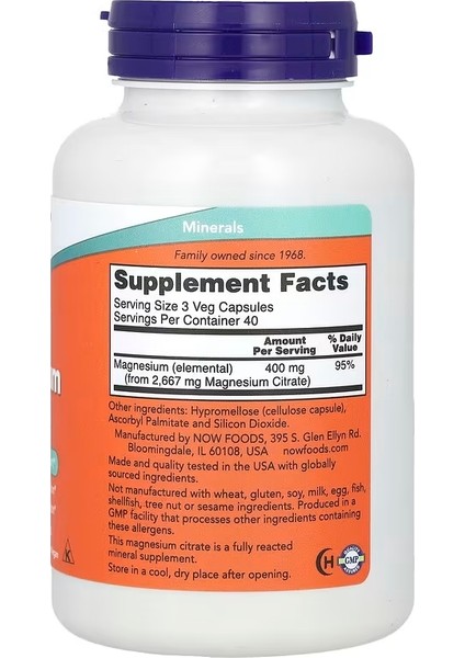 Magnesium Citrate 120 Veg Capsules modelleri