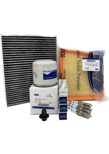 Ford Fiesta 1.25 1.4 1.6 Benzinli Filtre Bakım Seti 2009-2017 Hava+Yağ+K.polen Filtresi+Buji Seti