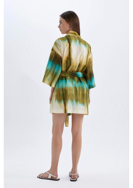 Desenli Pamuklu Kimono-Fall in Love D0453AX24SM