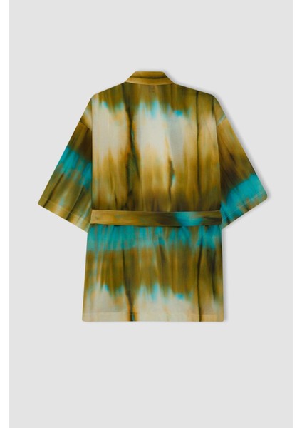 Desenli Pamuklu Kimono-Fall in Love D0453AX24SM