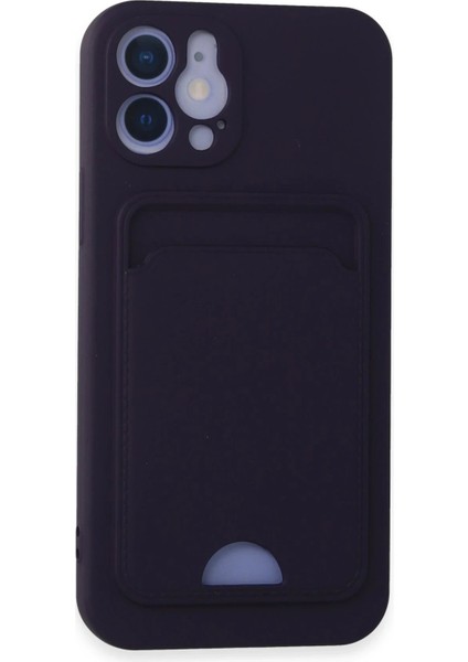 iPhone 12 Kılıf Kelvin Kartvizitli Silikon - Derin Mor - NFND8993-2081
