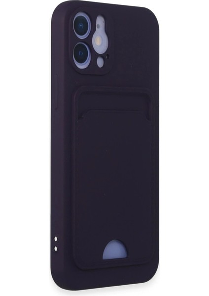 iPhone 12 Kılıf Kelvin Kartvizitli Silikon - Derin Mor - NFND8993-2081