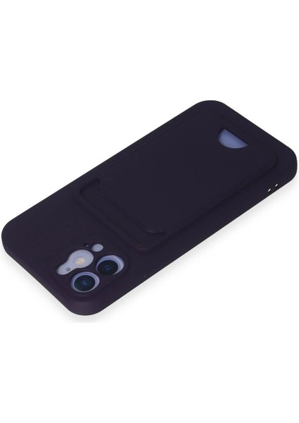 iPhone 12 Kılıf Kelvin Kartvizitli Silikon - Derin Mor - NFND8993-2081