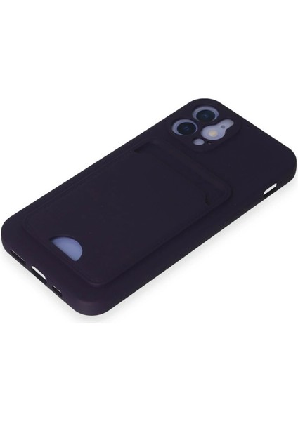 iPhone 12 Kılıf Kelvin Kartvizitli Silikon - Derin Mor - NFND8993-2081