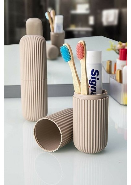 Çizgili Seyahat Kutusu | Makyaj Takı Organizeri Mini Saklama Kutusu Karışık Renk 19 x 6 cm