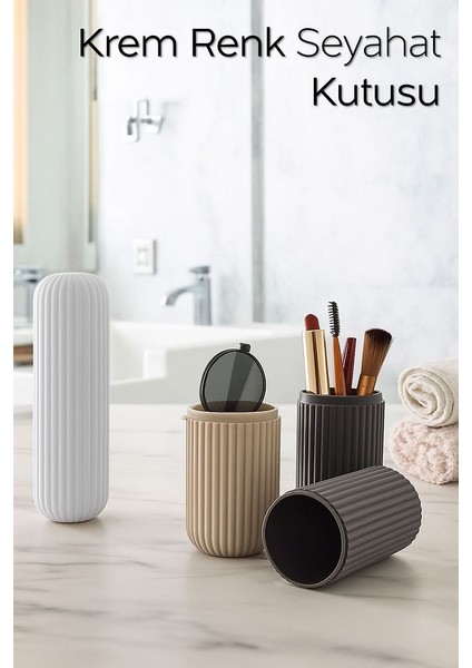 Çizgili Seyahat Kutusu | Makyaj Takı Organizeri Mini Saklama Kutusu Karışık Renk 19 x 6 cm