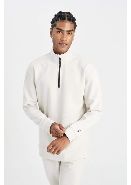 Fit Standart Fit Dik Yaka Fermuarlı Sporcu Sweatshirt D2022AX24AU