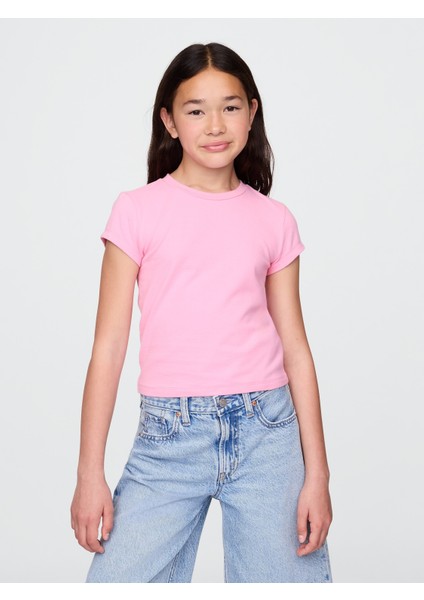 Kız Çocuk Pembe Stretch T-Shirt