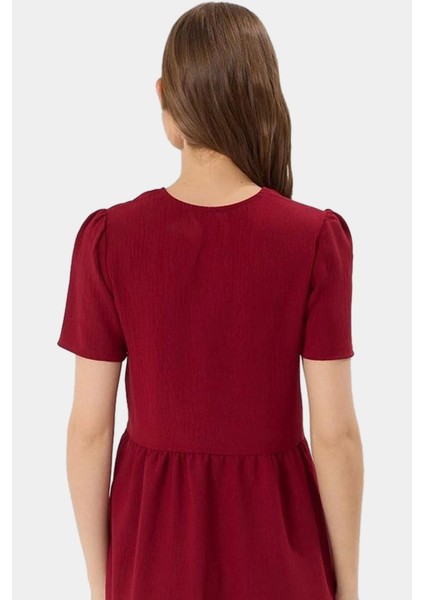 A Line Kısa Kollu Mini Elbise Polyester Yazlık Günlük Konforlu Kesim Modern Stil modelleri