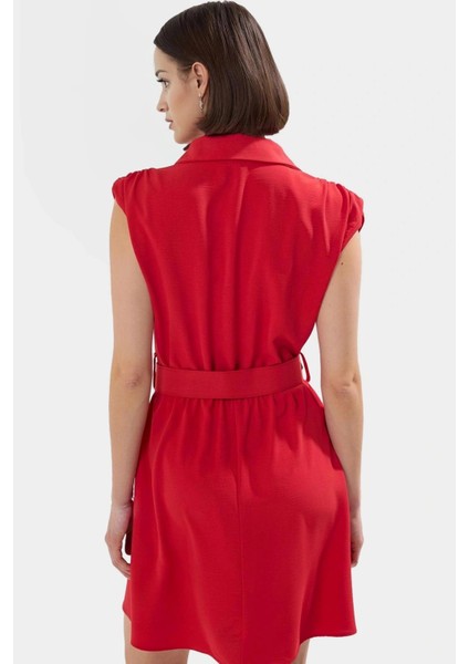 Kadın Kısa A Kesim Kemerli Elbise Polyester Dokuma Günlük Stil Profesyonel Görünüm Mükemmel Uyum modelleri