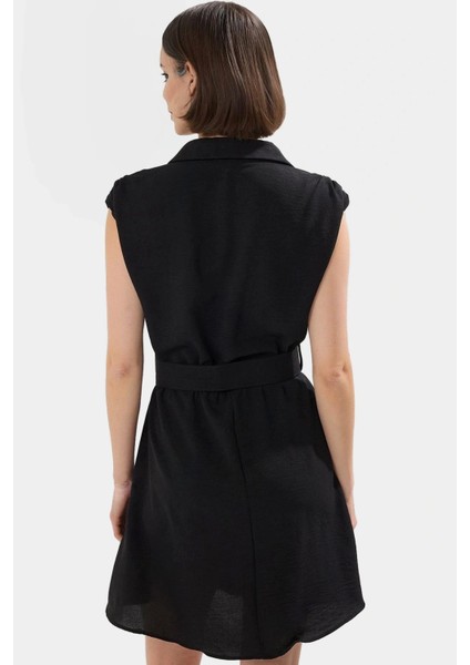 Kadın Kısa A Kesim Kemerli Elbise Polyester Dokuma Günlük Stil Profesyonel Görünüm Mükemmel Uyum modelleri