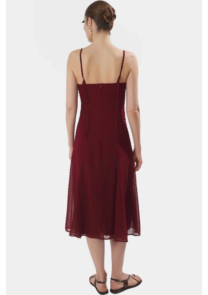 A Line Midi Şifon Elbise Polyester Dokuma Yazlık Zarifane Tasarım Trend modelleri