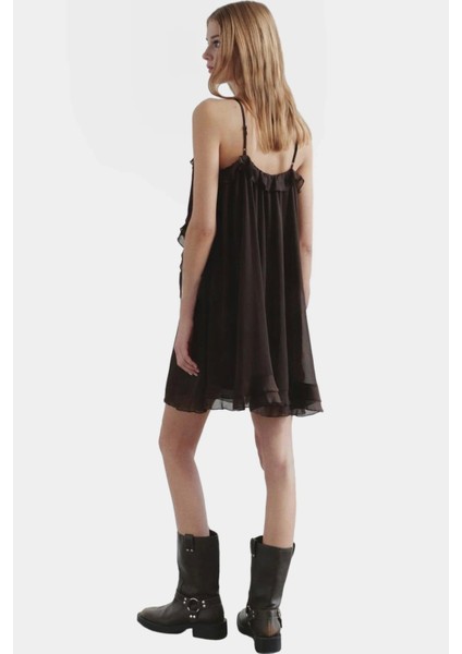 Yazlık Mini Fırfırlı Elbise Polyester Dokuma Kumaş Trend Tasarım Özel fiyatları
