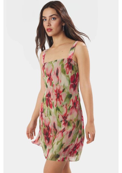 Zarif A Kesim Mini Elbise Şifon Dokuma Polyester Yazlık Rahat Kullanım Yüksek Kalite