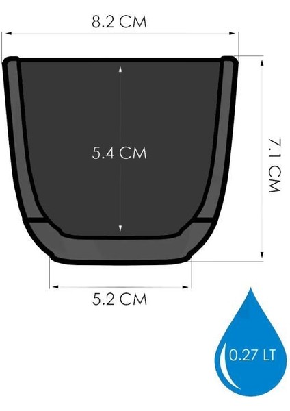 KRS-381 Dekoratif Plastik Mercan Kare Saksı 0.27 Litre Antrasit 6 Adet fiyatları