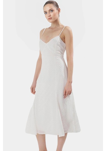 A Line Midi Şifon Elbise Polyester Dokuma Yazlık Zarifane Tasarım Trend